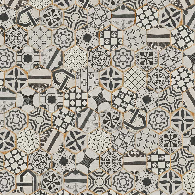 Carreau ciment hexagonal imitation 15,8 x 18,3 cm Cotto Del Campiano Decoro Campiano Mix 1,04 m²