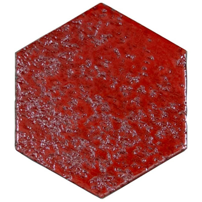 Terre cuite murale hexagone émaillée 11 x 12,5 cm Rouge TCRO02