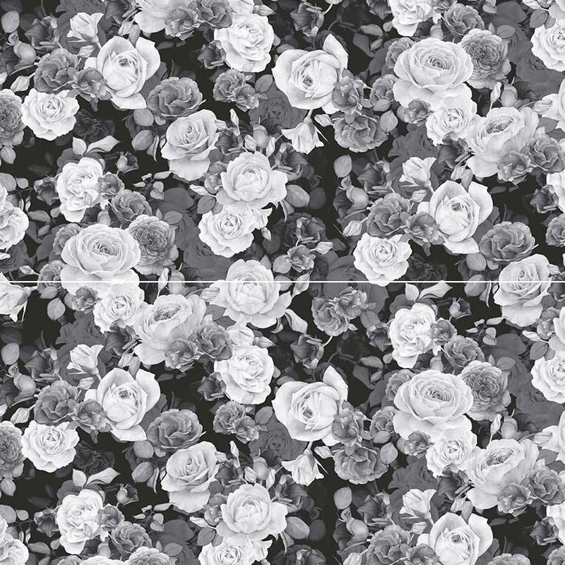 Carrelage effet papier peint roses noires et blanches 60 x 120 cm Fantasy Romantic